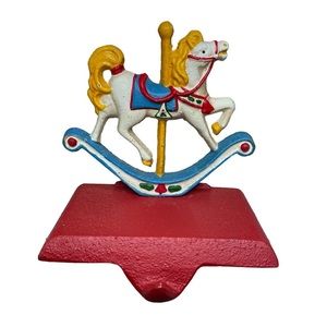 ABC Rocking Horse Stocking Hanger Cast Iron Carousel w/ Box